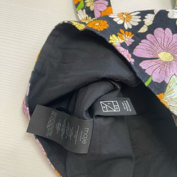 MAJE Liseven Floral Crop Top Woven Cotton Multicolor Button Front Size 3 - Picture 7 of 7